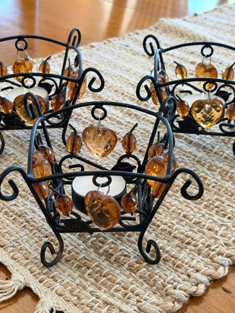 Lot of 3 Wrought Iron Tea Light Candle Holder